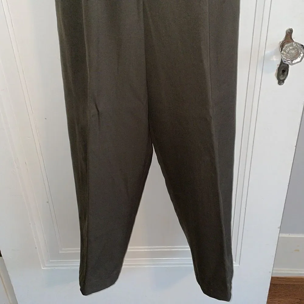 Vtg 70s/80s JH Collectibles dark army‎ green high waisted pleat front pants - Picture 3 of 15